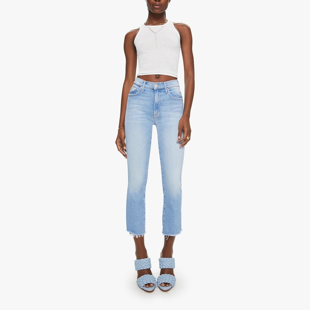 MOTHER Light Wash Cropped Ankle Jeans